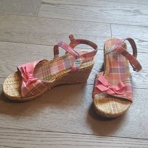 Girl's plaid wedge sandals size 13